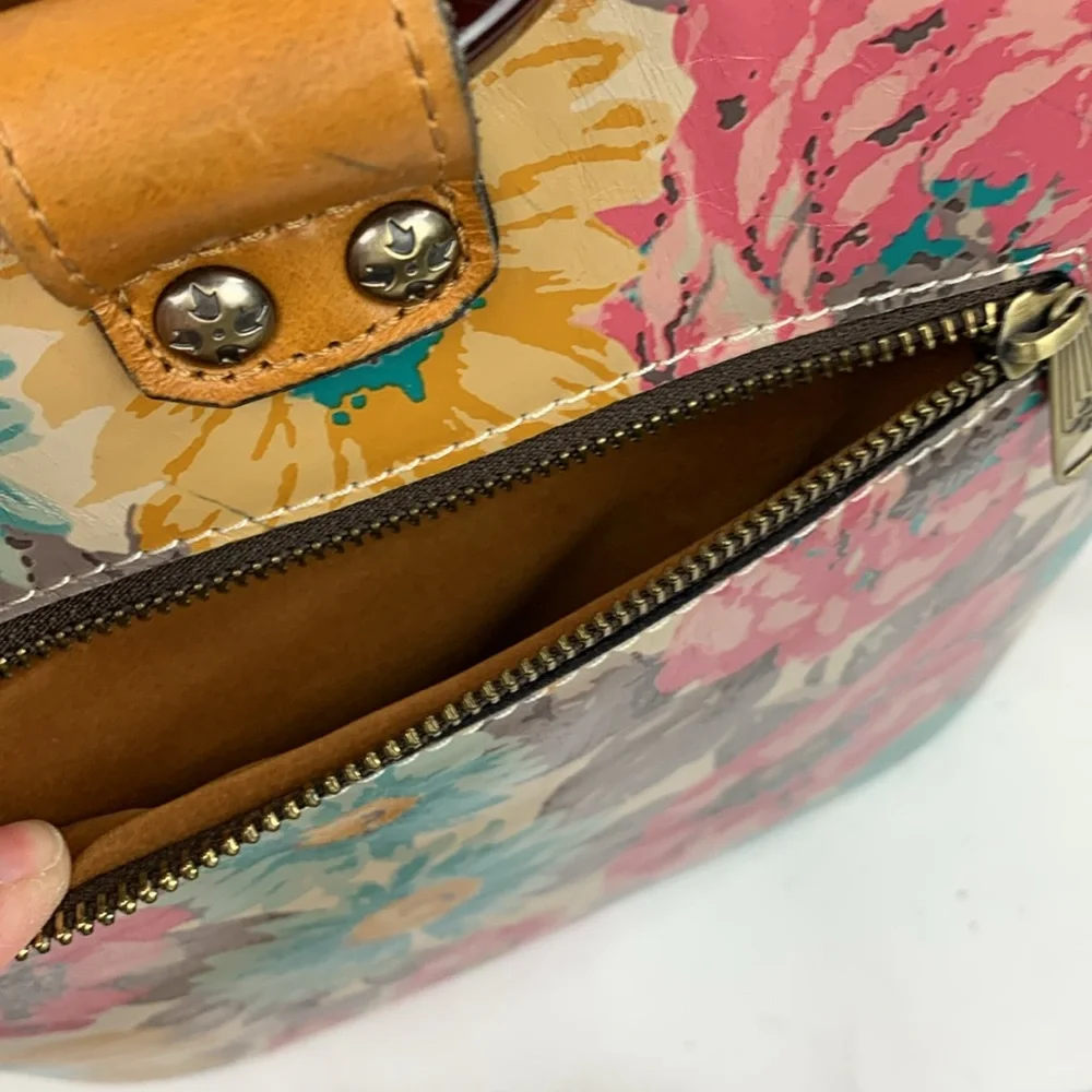 Patricia Nash First Bloom Meldola Dome Satchel crossbody bag Floral Leather